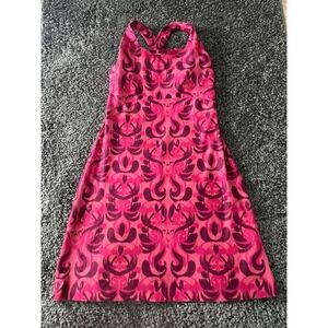 Stonewear Womens Small Pink Purple Ikat Print Cross Back Athletic Dress Dryflex